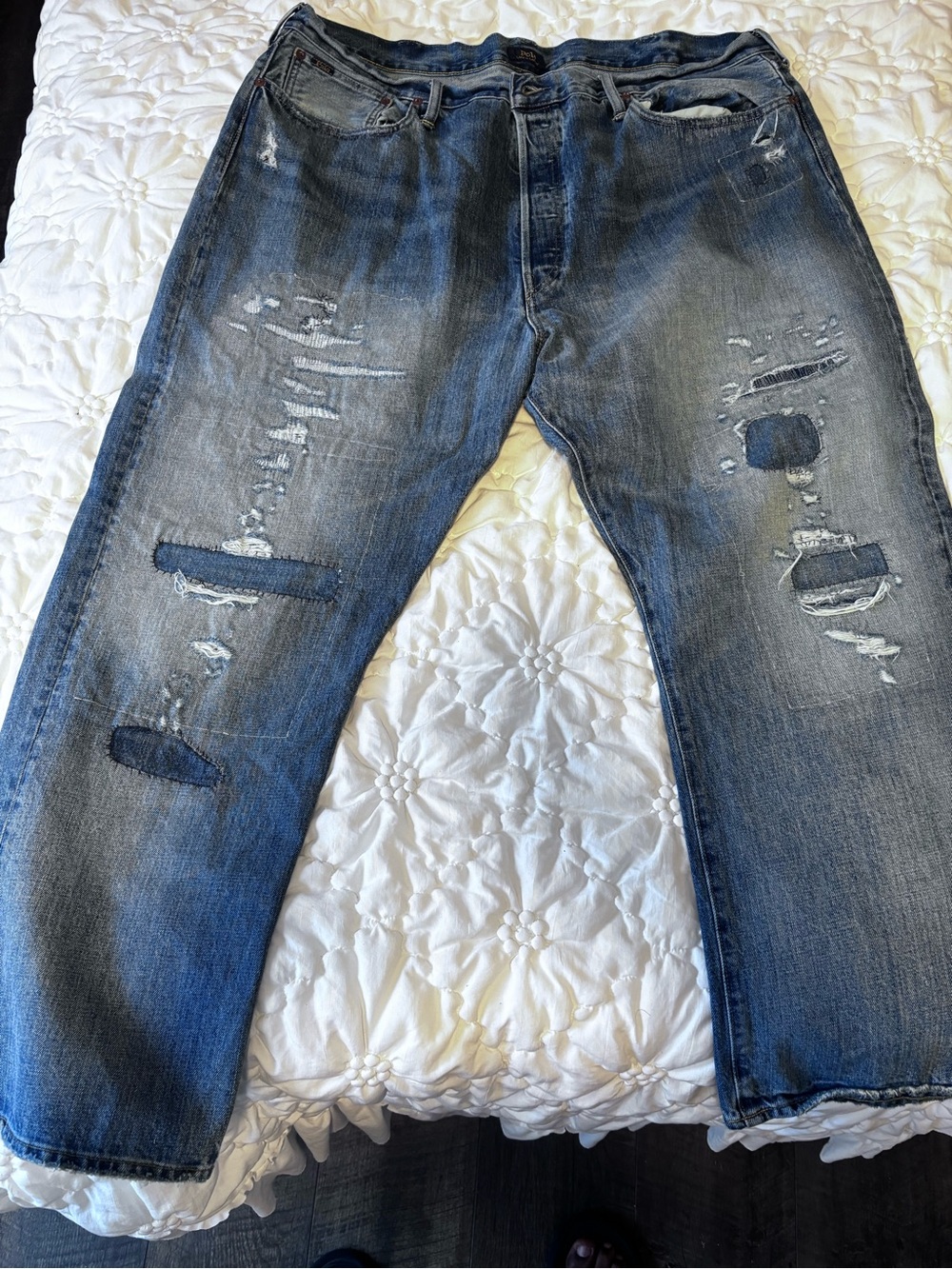 Polo by Ralph Lauren Distressed Blue Relaxed Jeans